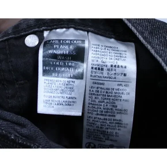Levis Side Slit midi skirt black denim button fly sz 27 high waist - Picture 3 of 4